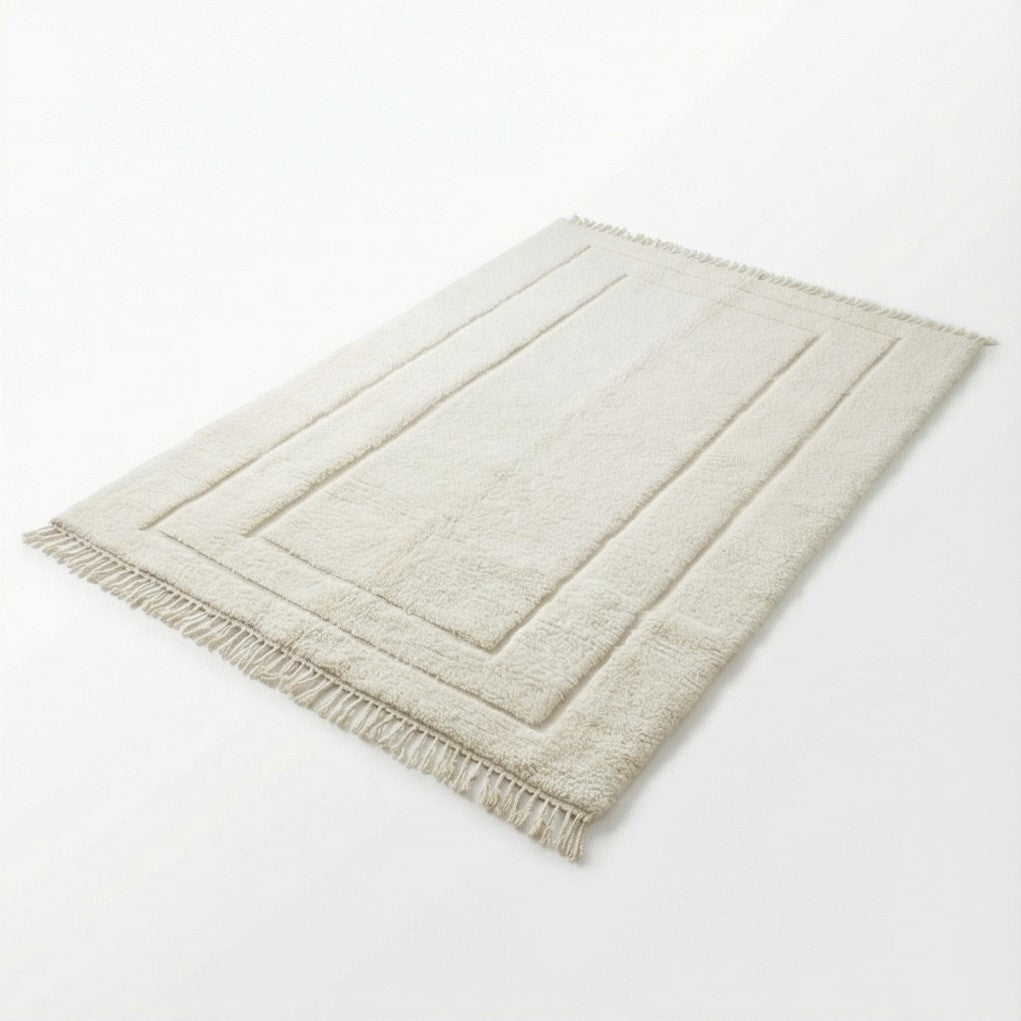 Grand tapis marocain en laine blanche 200x300 cm