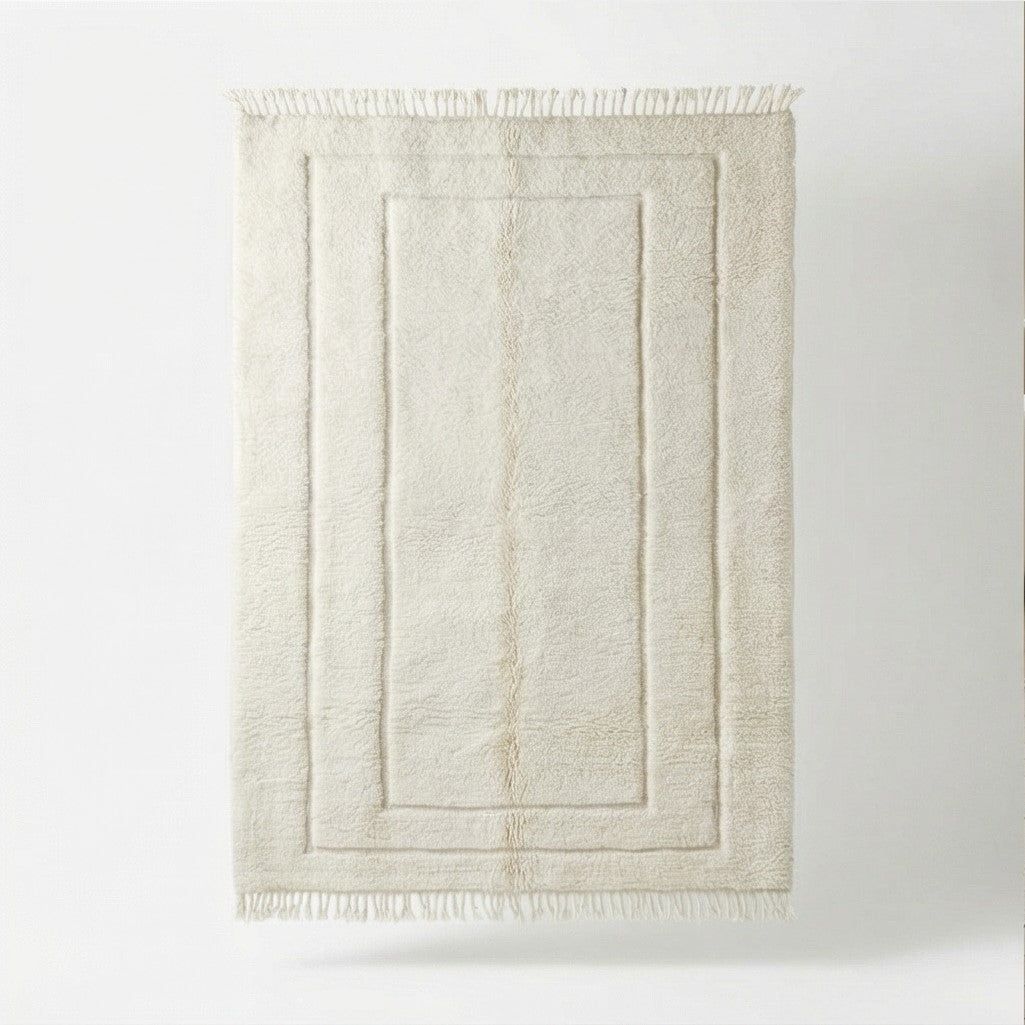 Grand tapis marocain en laine blanche 200x300 cm