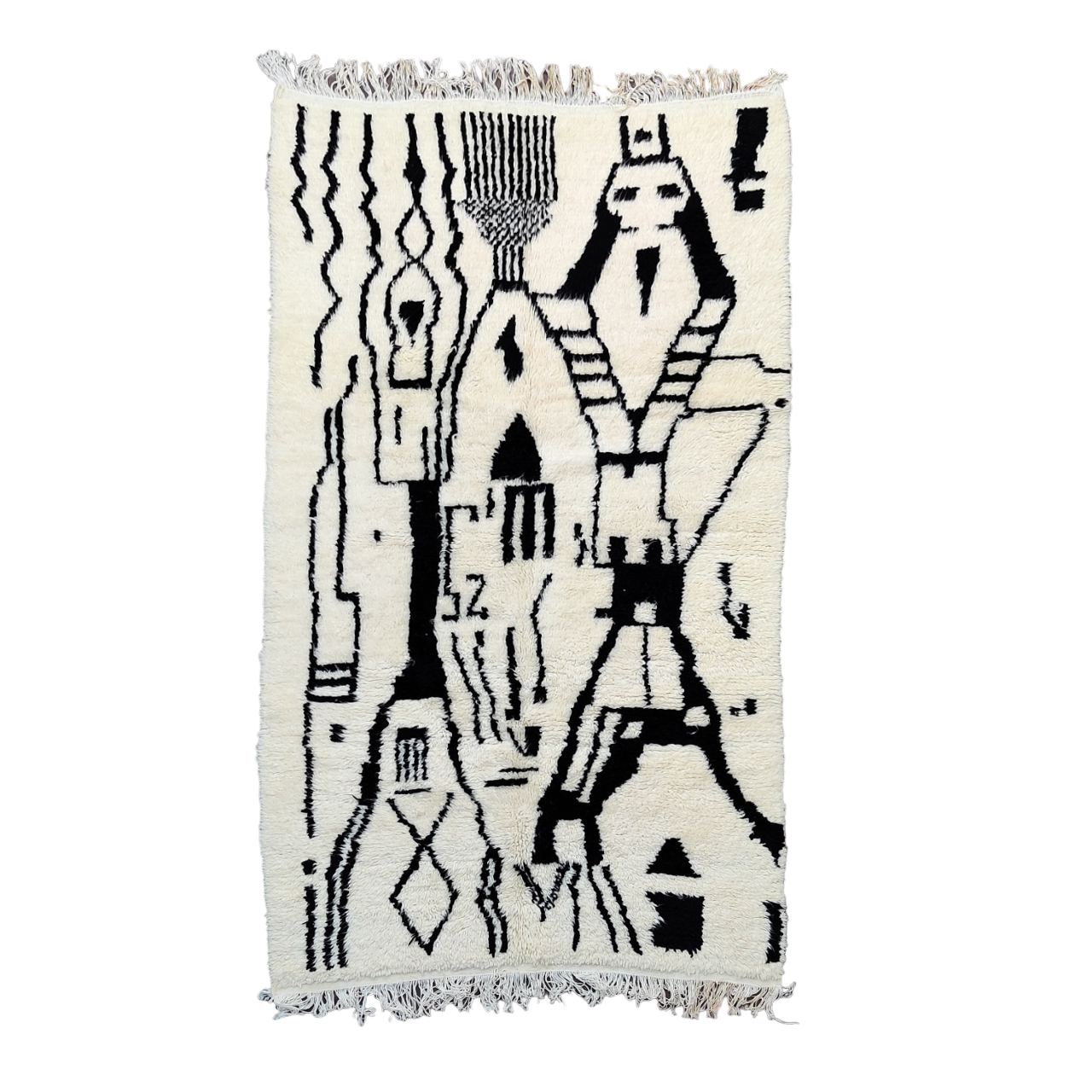 Tapis berbere motifs abstrait noir et blanc