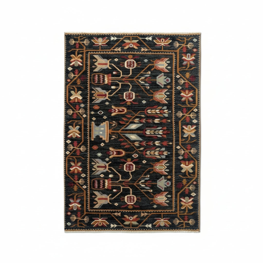 Tapis persan floral noir
