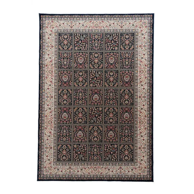 Tapis d'orient noir floral AKKA