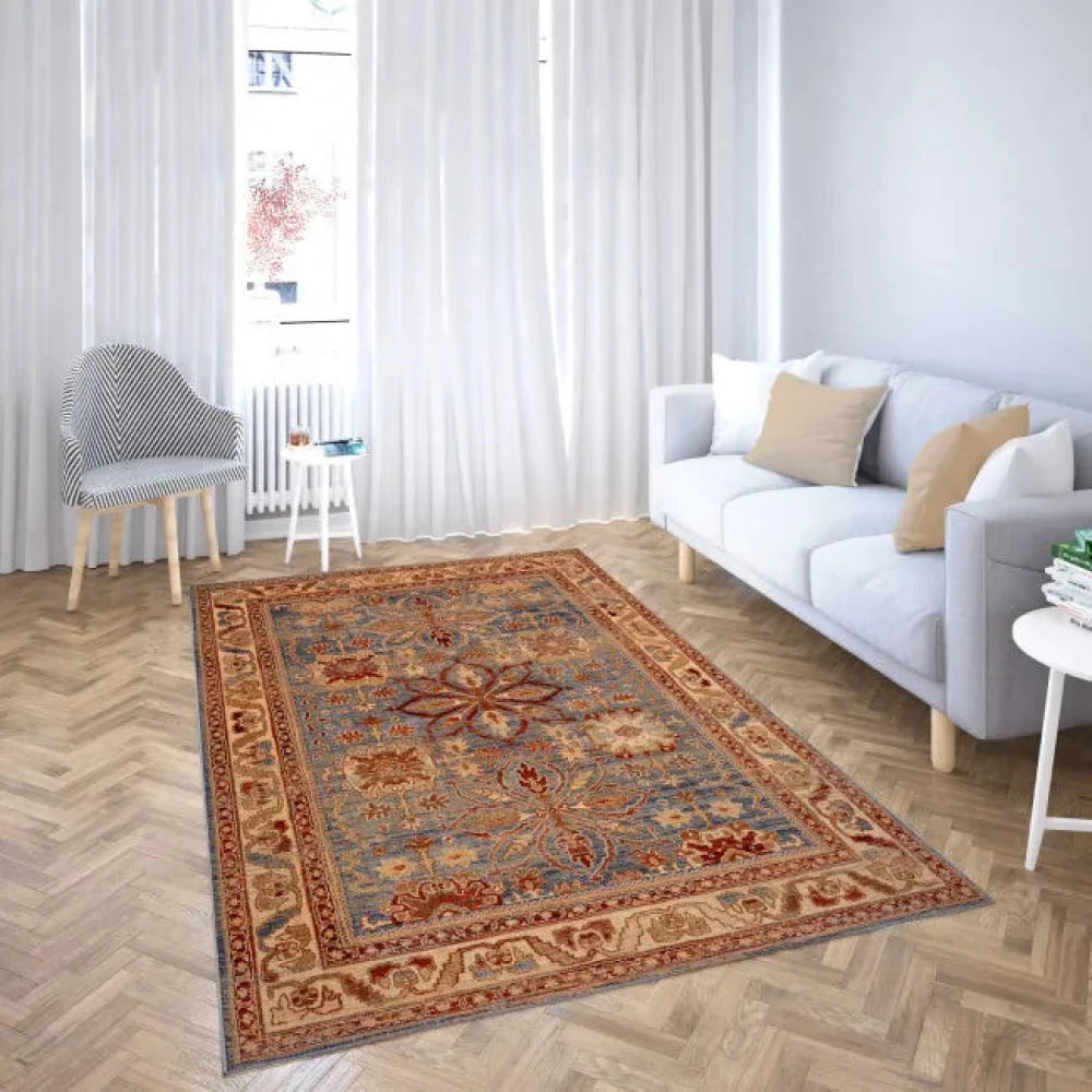 Tapis oriental beige bleu rouge - Laine