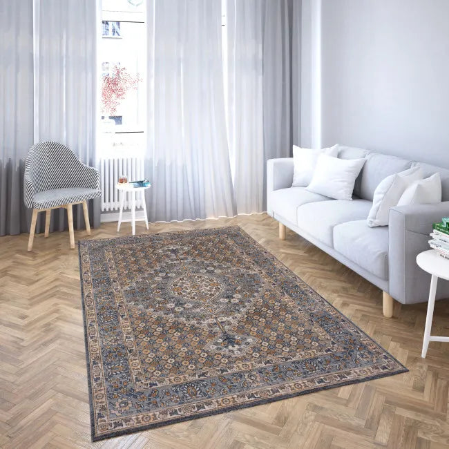 Tapis oriental gris et beige classique - Laine