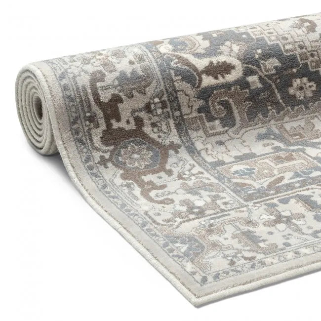 Tapis oriental gris et beige