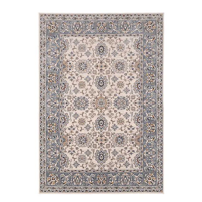 Tapis oriental gris bleu et beige classic - Laine