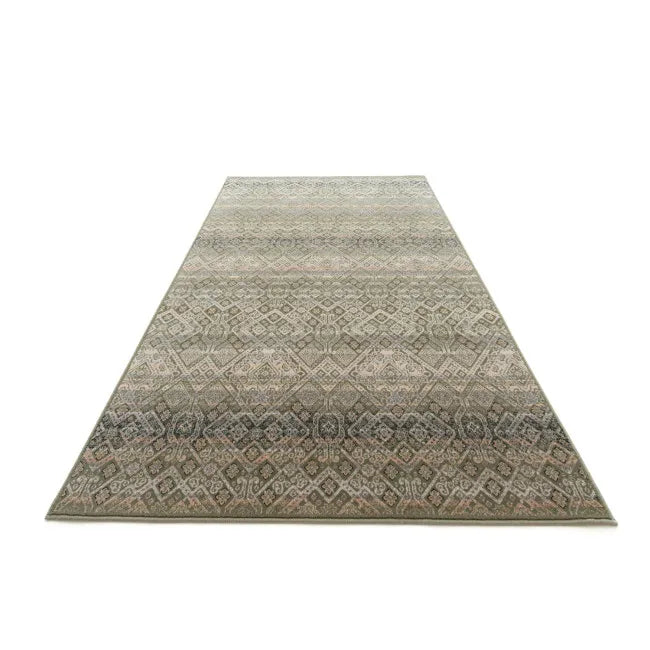 Tapis oriental vert et beige style vintage - Laine