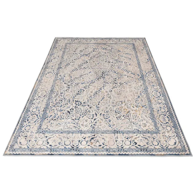 Tapis oriental bleu gris beige - Laine
