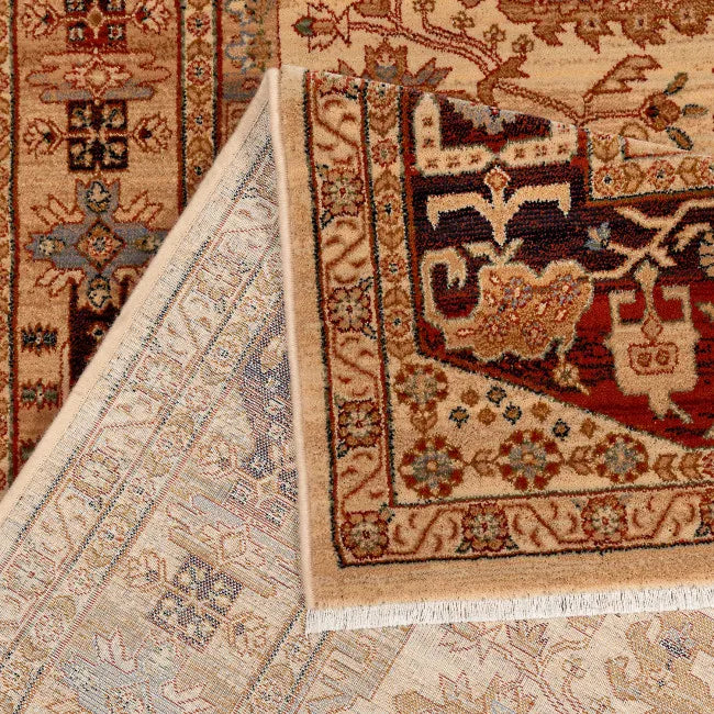 Tapis oriental traditionnel beige et noir