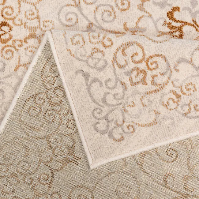 Tapis persan style vintage crème et marron - Laine