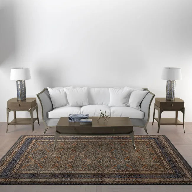 Tapis persan bleu et beige ANNA