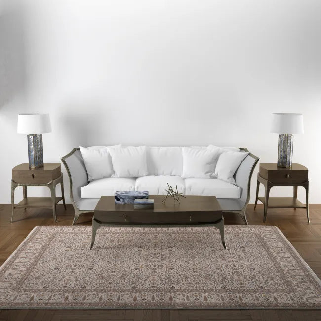 Tapis persan beige marron en Laine