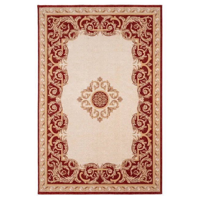 Tapis motif oriental rouge et beige AMAN
