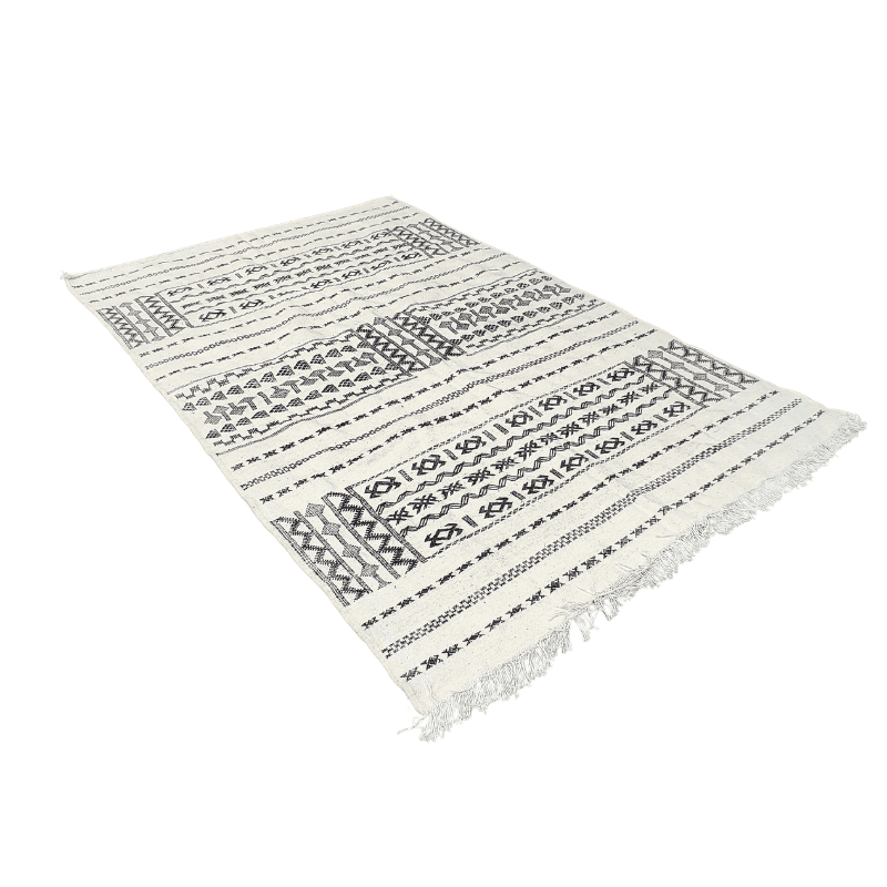 Kilim Blanc Ethniques Tapis Turc 150x240 cm - Tapis