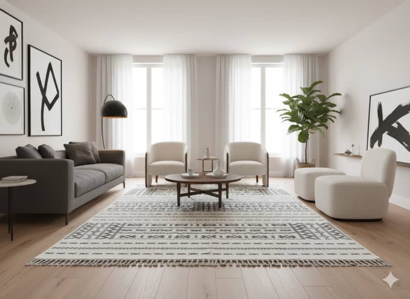 Kilim Blanc Ethniques <br> Tapis Turc <br> 150x240 cm