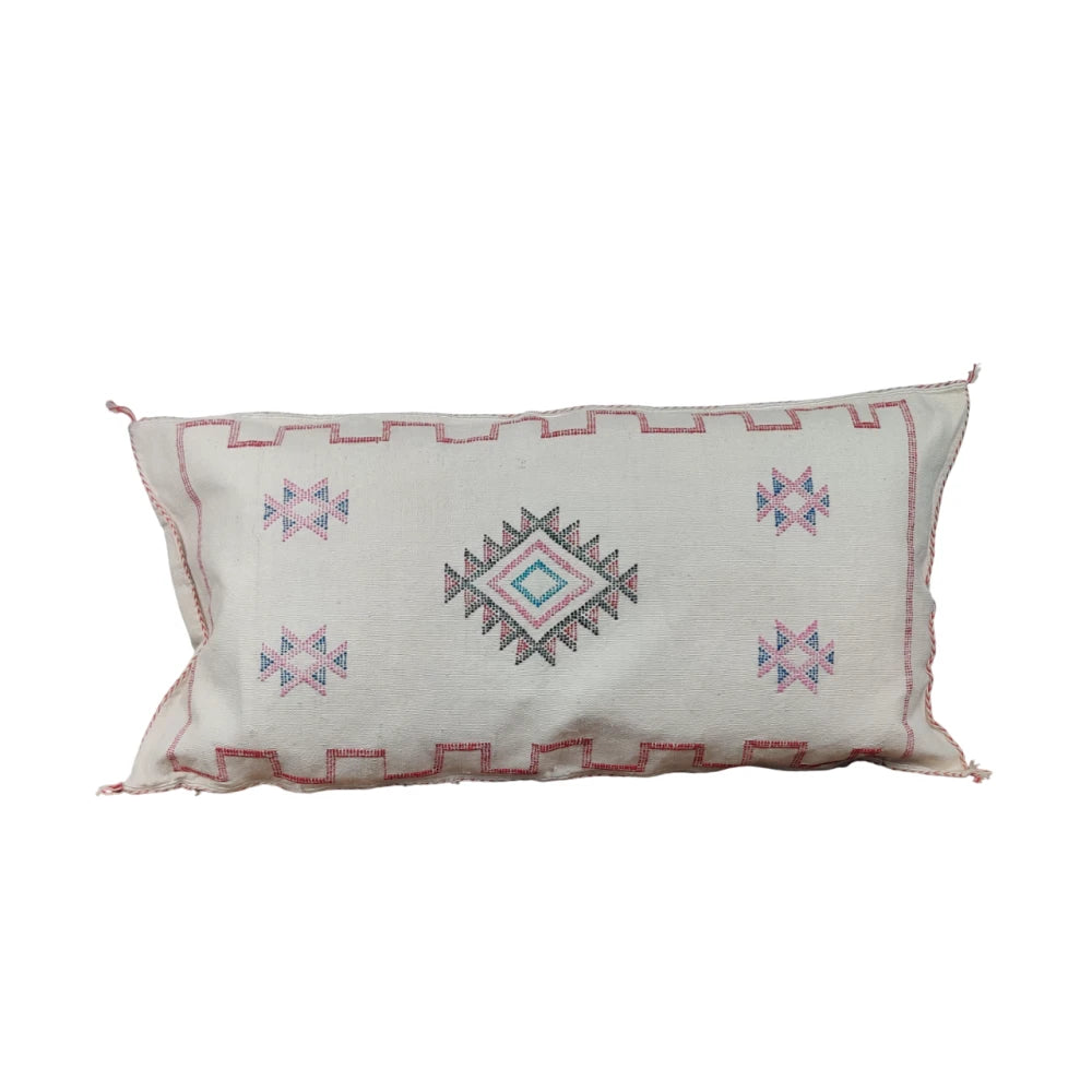 Long Coussin Sabra blanc tribal