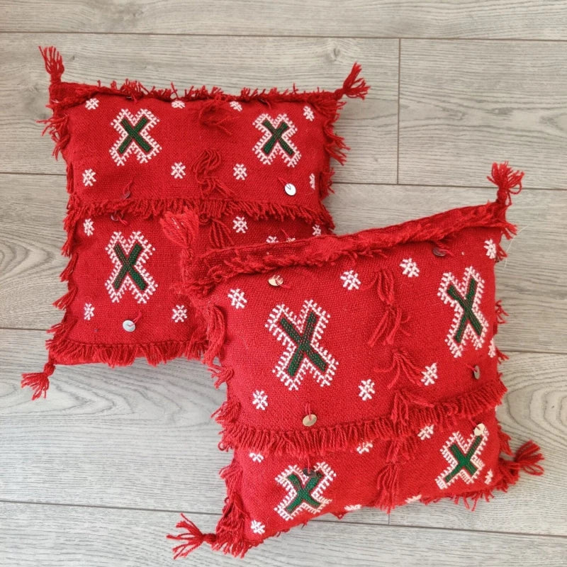 Lot de 2 Petits coussins marocains rouges - Coussin
