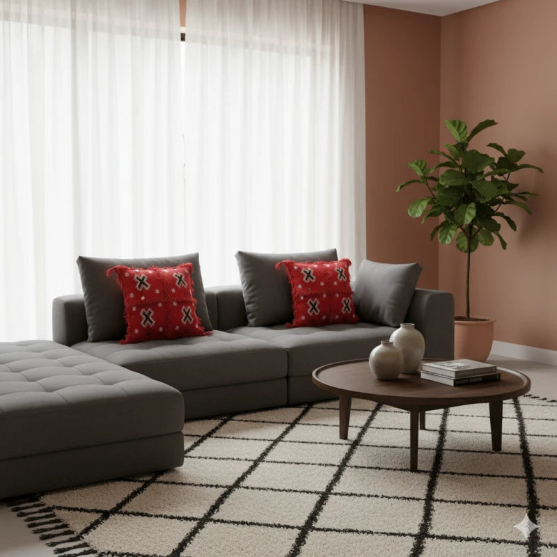 Lot de 2 Petits coussins marocains rouges