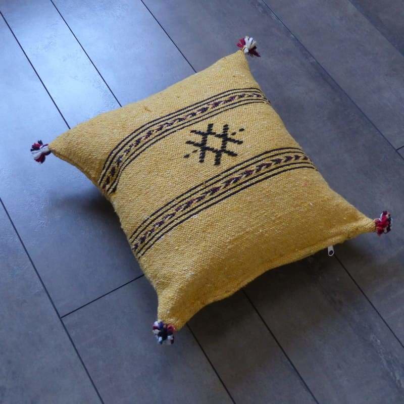 coussin marocain jaune