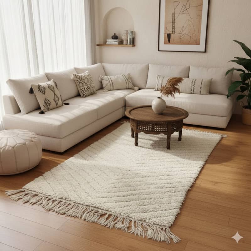 Petit tapis Béni Ouarain blanc V