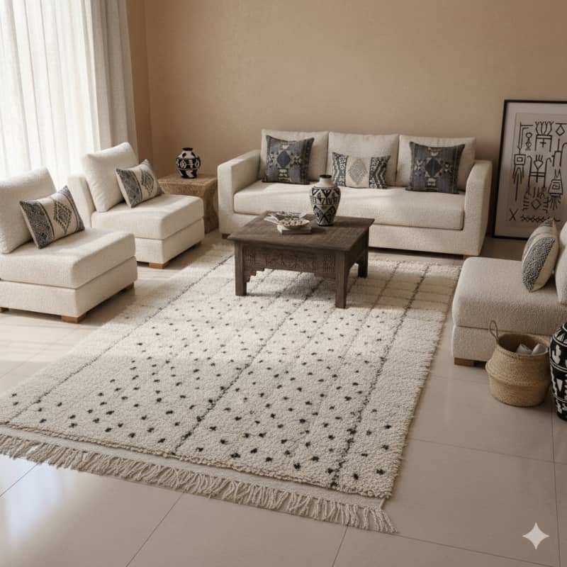 Petit tapis Beni Ouarain pois noirs