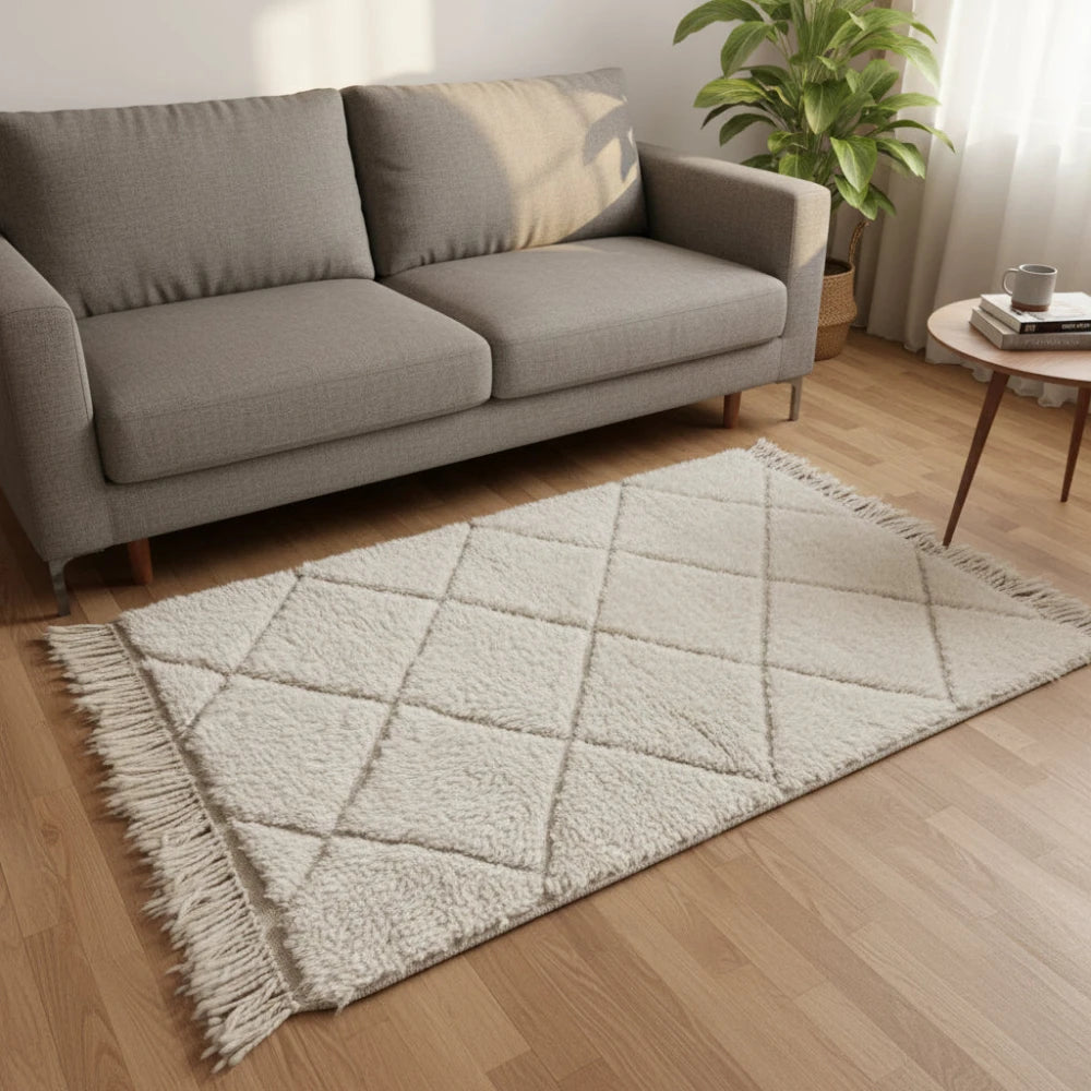 Petit tapis marocain blanc Aya