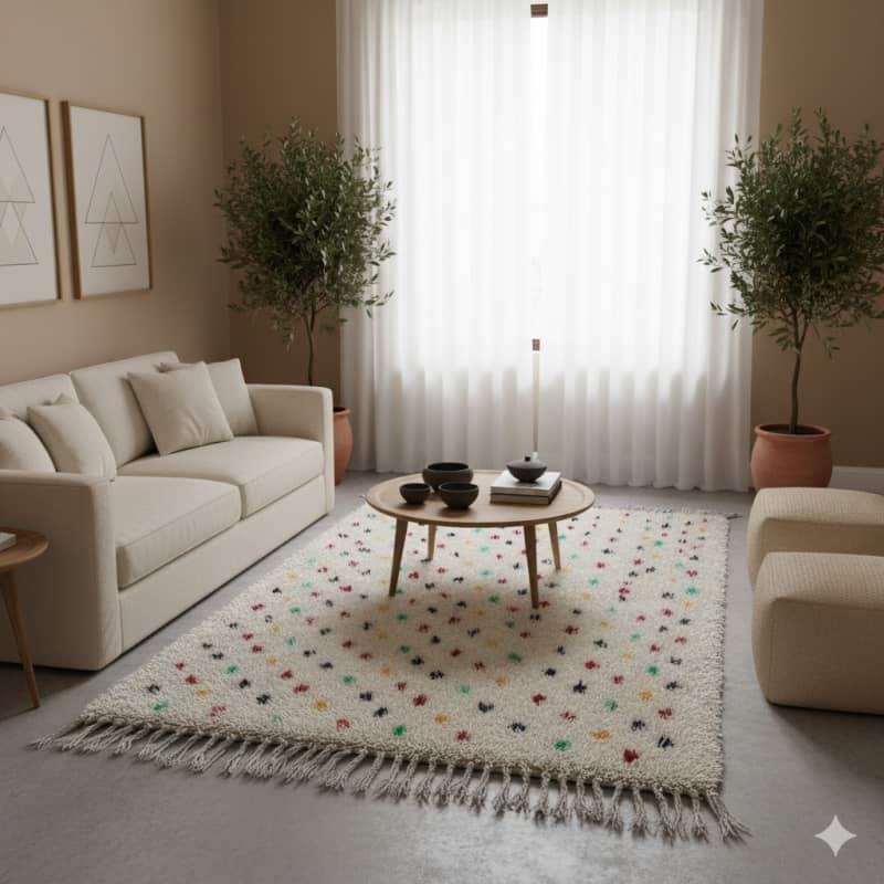 Petit Tapis Berbère à Pois multicolore <br>75 x130 cm