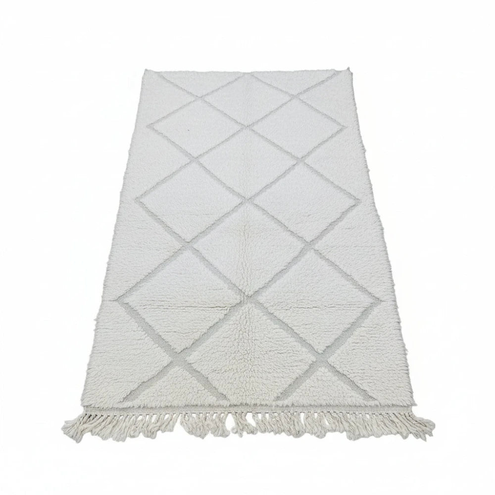 Petit tapis berbère blanc à losanges