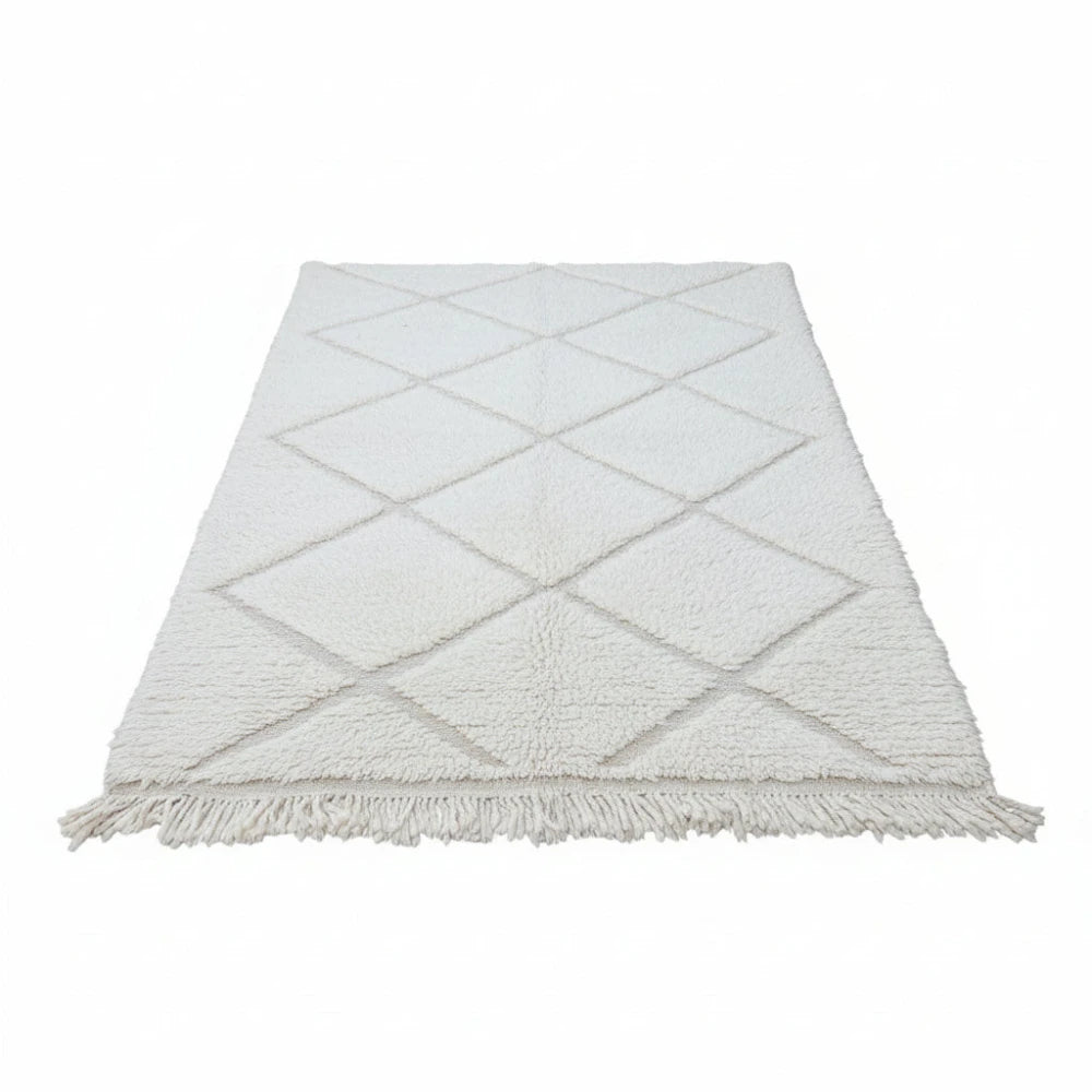 Petit tapis berbère blanc à losanges