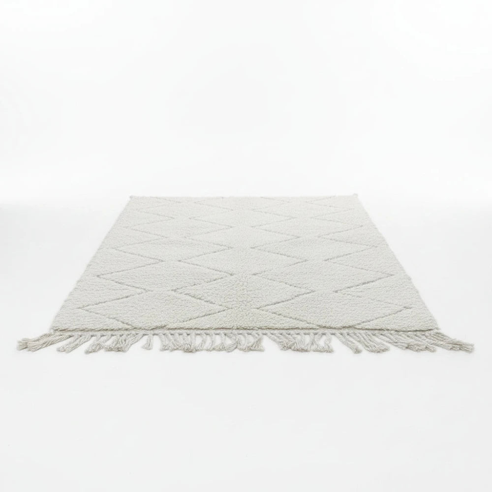 Petit tapis berbère blanc losange
