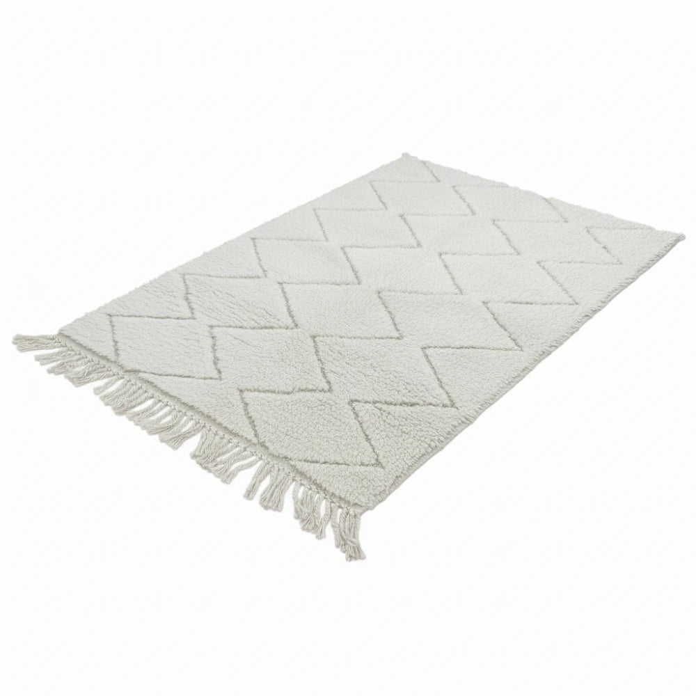 Petit tapis berbère blanc losange