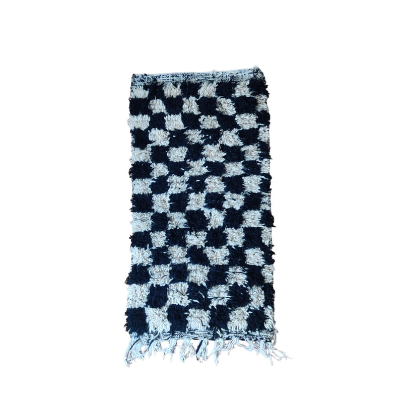 Petit tapis berbère carreaux noirs - MAZIR Décoration