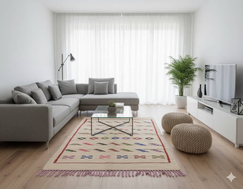 Petit Tapis Berbère Crème Bohème <br> 95x155 cm