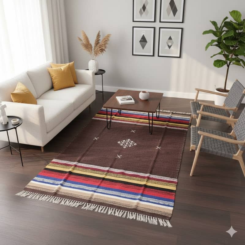 Petit Tapis Berbère en Coton Marron <br> 90x180cm