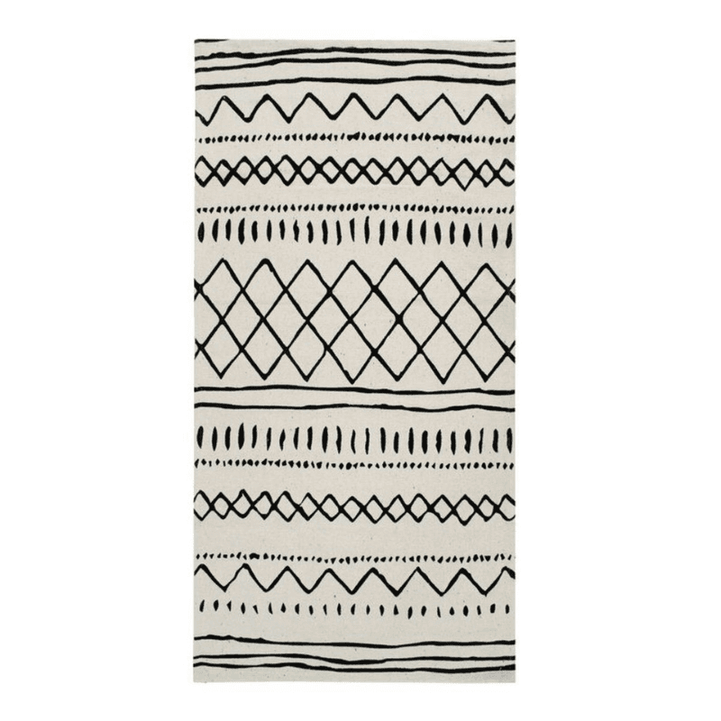 Tapis Blanc ethnique en coton déco boho chic