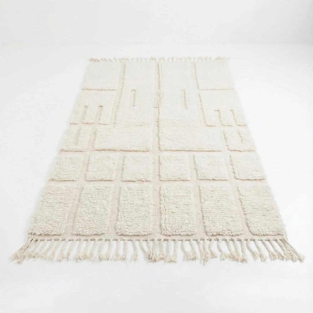 Tapis berbère motif graphique blanc