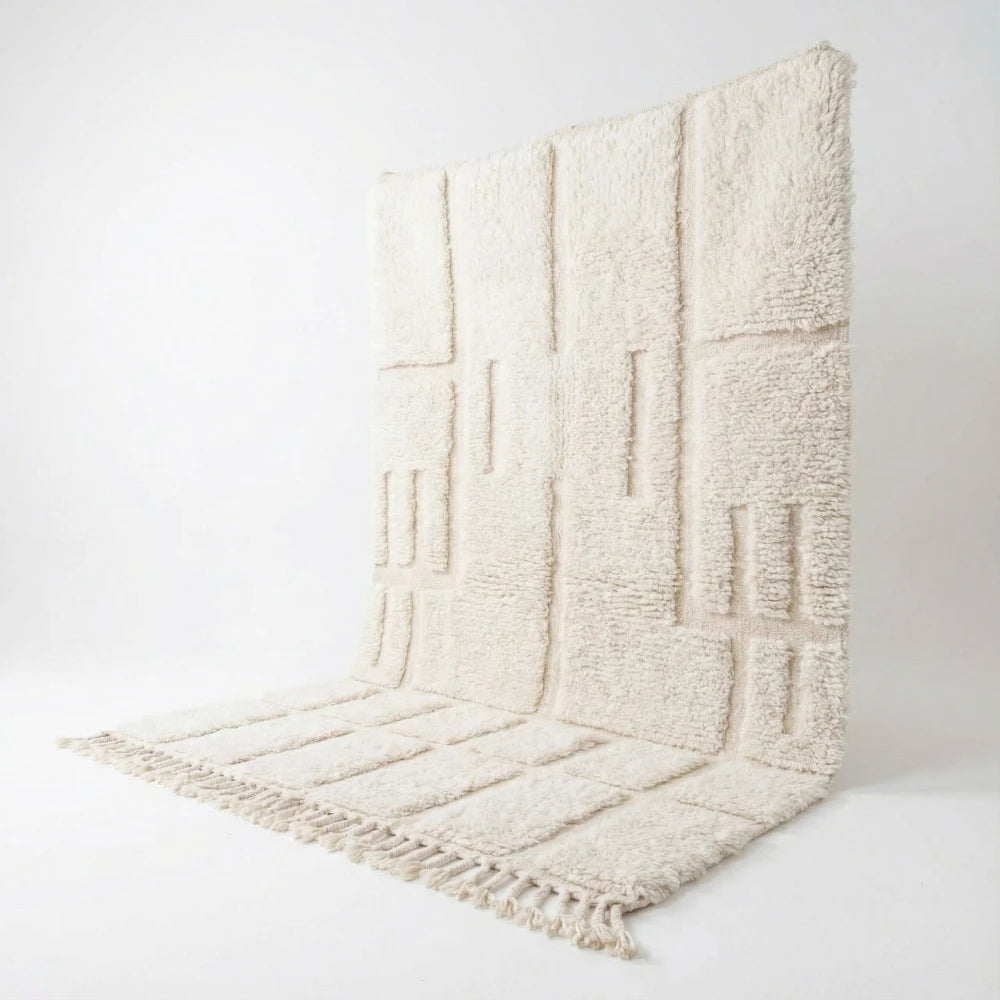 Tapis berbère motif graphique blanc