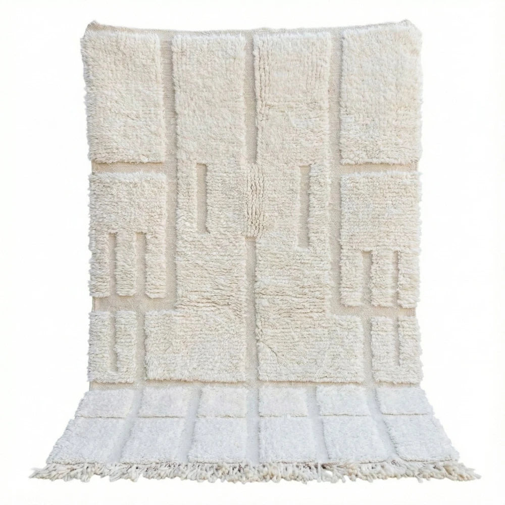 Tapis berbère motif graphique blanc