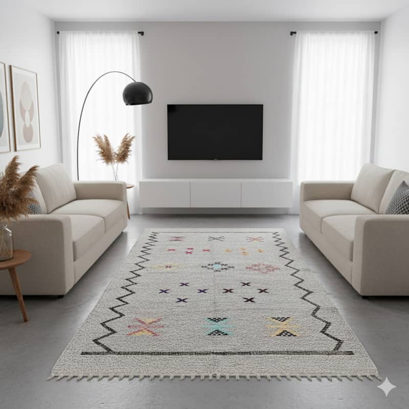 Petit Tapis Berbère Gris Ethnique <br> 85x155 cm
