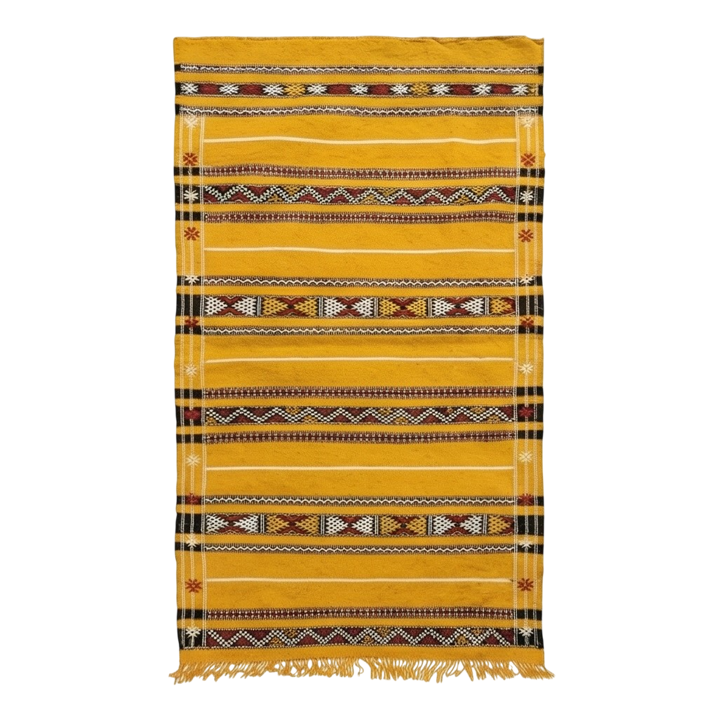 Petit tapis berbere jaune ethnique 80x140 cm