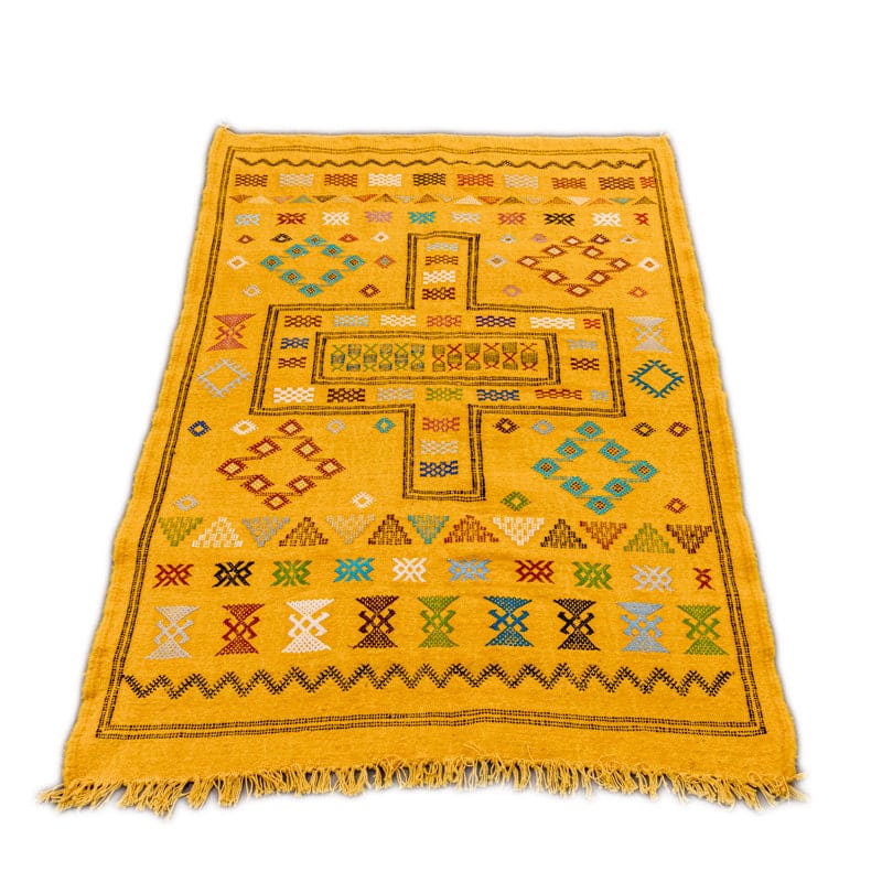 tapis ethnique jaune