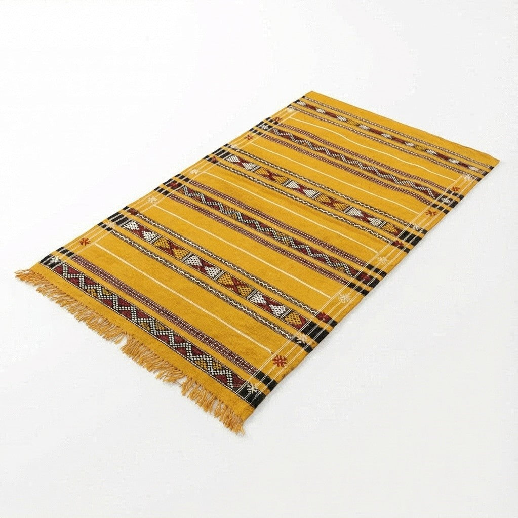 Petit tapis berbere jaune ethnique 80x140 cm