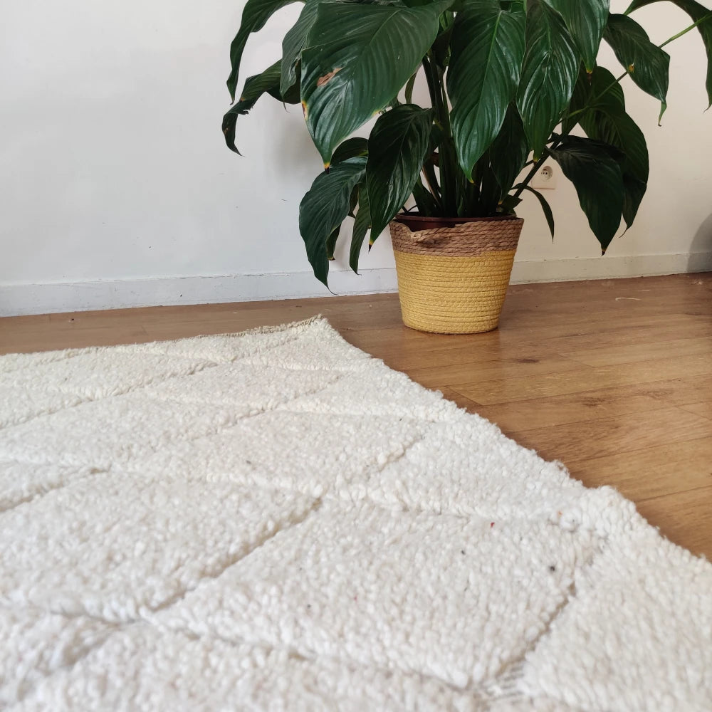 Petit tapis berbère losange blanc - MAZIR Décoration