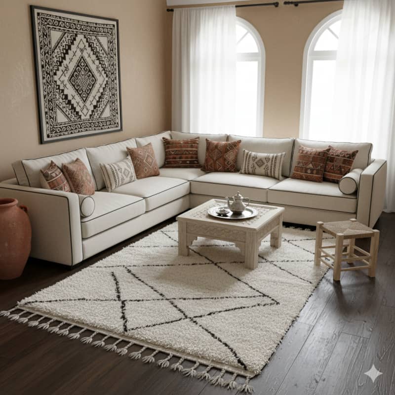 Petit Tapis Berbère Losanges abstraits <br> 100x150 cm