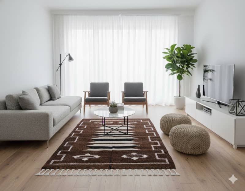 Petit Tapis Berbere Marron Ethnique <br> 103x145 cm
