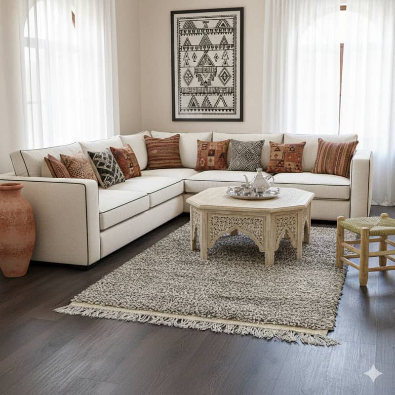 Petit Tapis Berbère Marron Moucheté <br> 90x130 cm