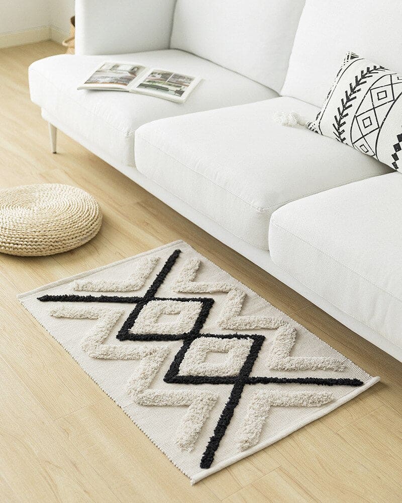 Petit tapis esprit berbere noir et blanc