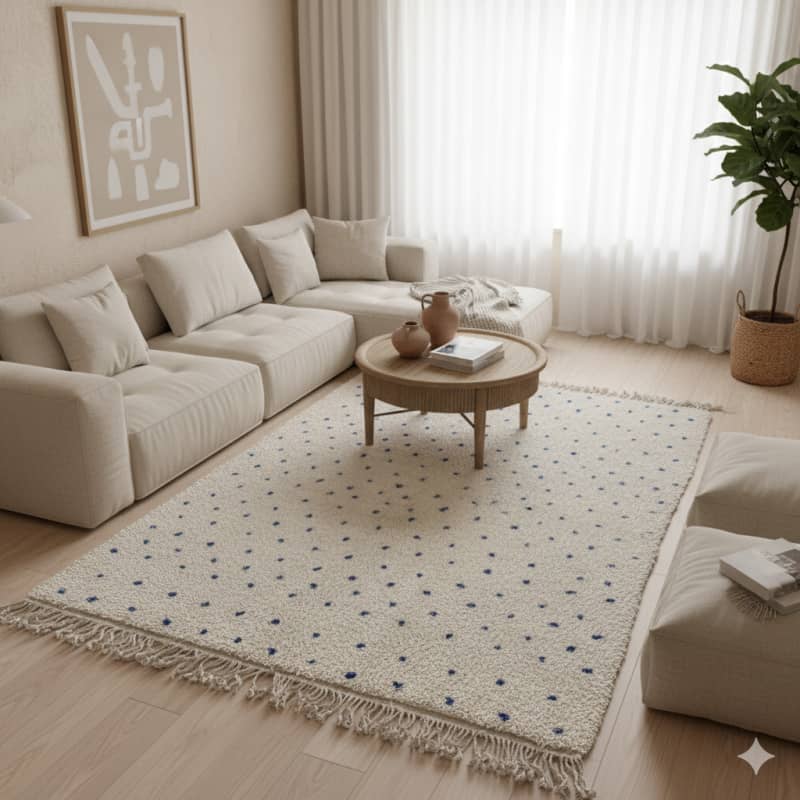 Petit Tapis Berbère Pois Bleu 110x160 cm