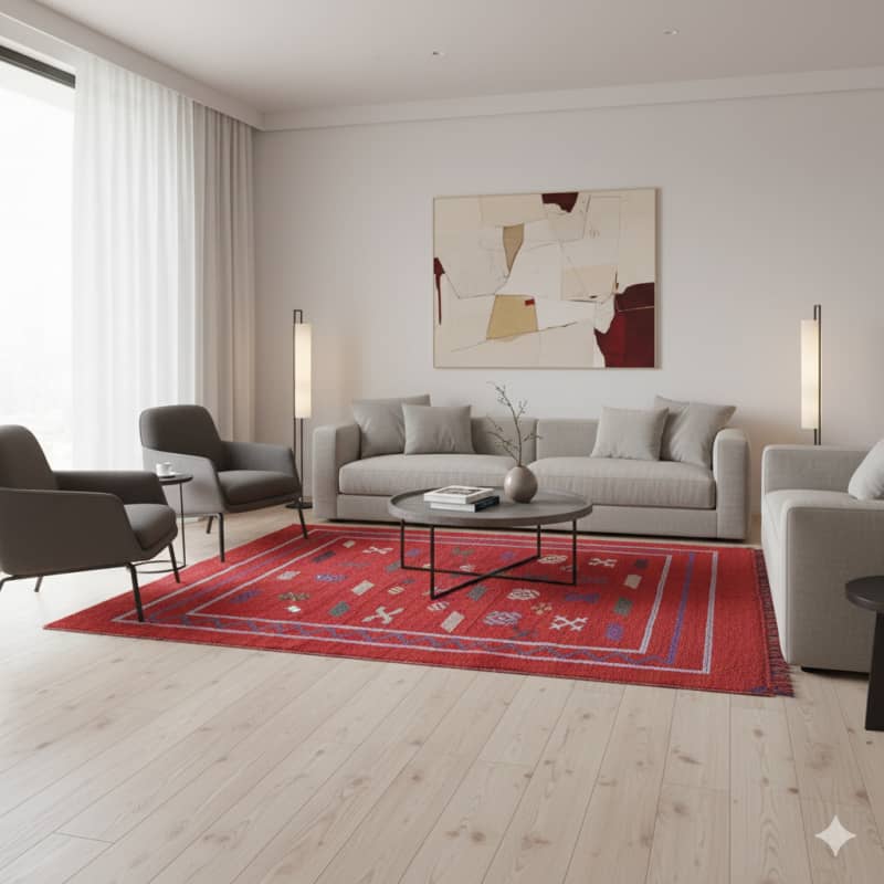 Petit Tapis Berbère Rouge Ethnique <br> 95x145 cm
