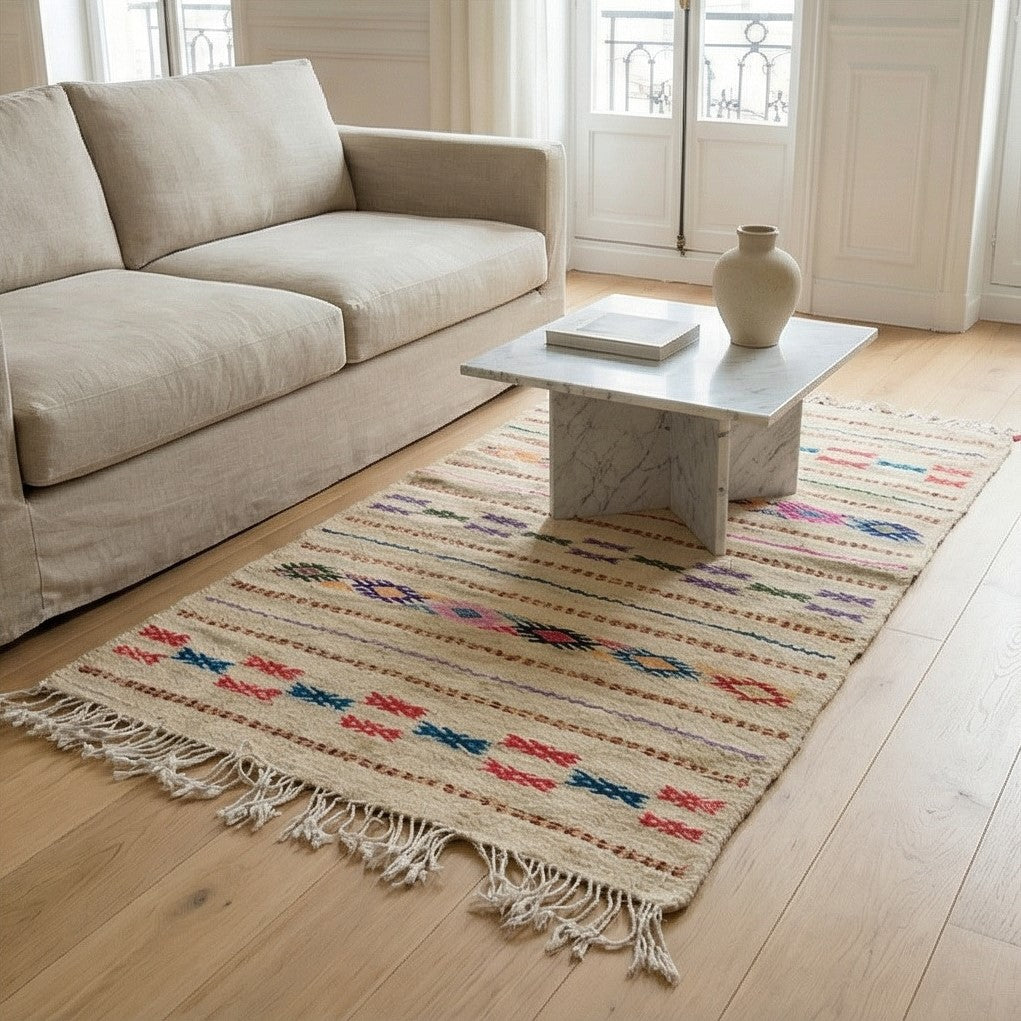Petit tapis Kilim Beige bohème