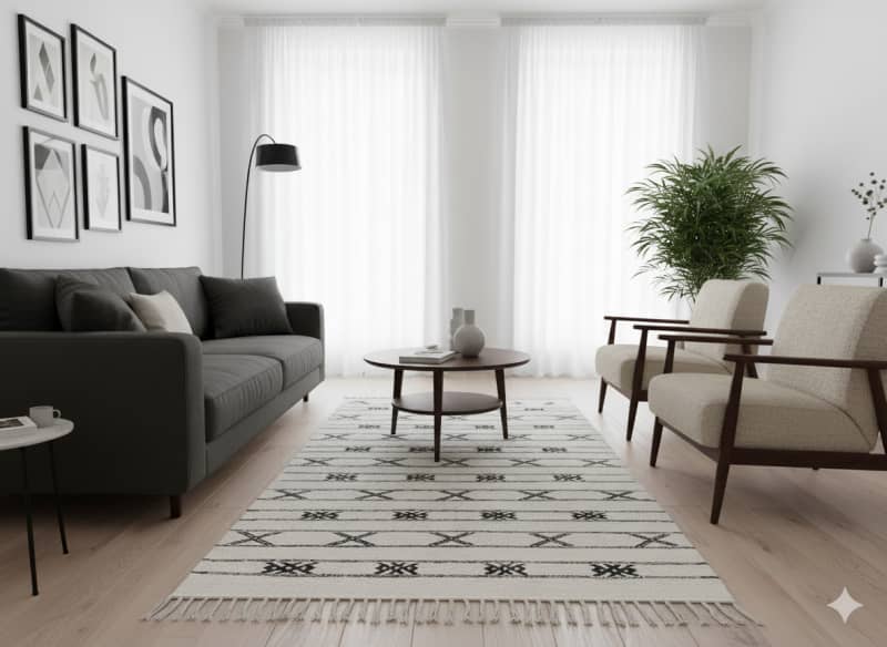 Petit tapis Kilim Blanc ethnique <br> 75x140 cm